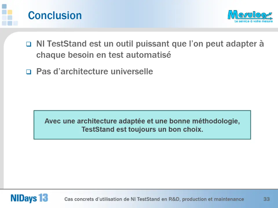 Conclusion – diapositive 33