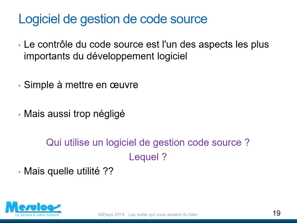 Logiciel de gestion de code source – diapositive 19