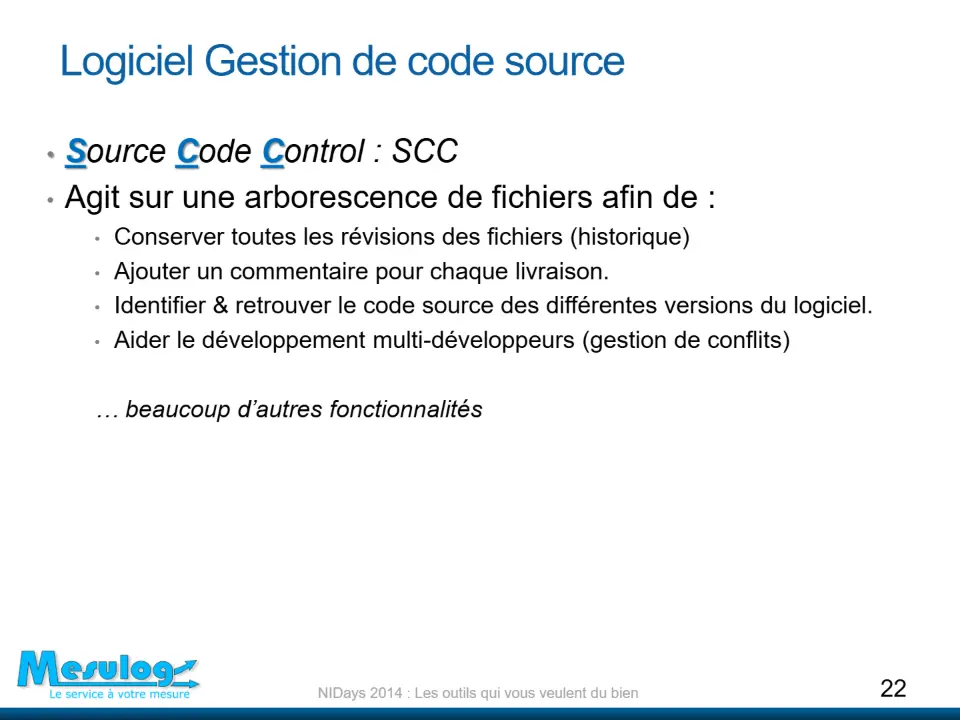 Logiciel Gestion de code source – diapositive 22