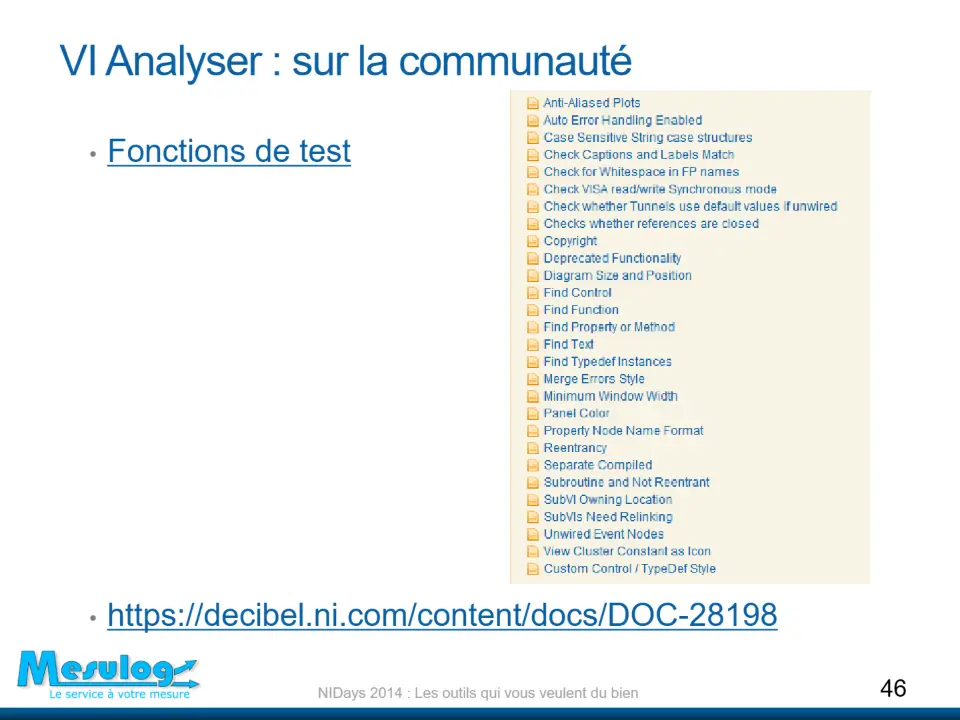 VI Analyser : sur la communauté – diapositive 46