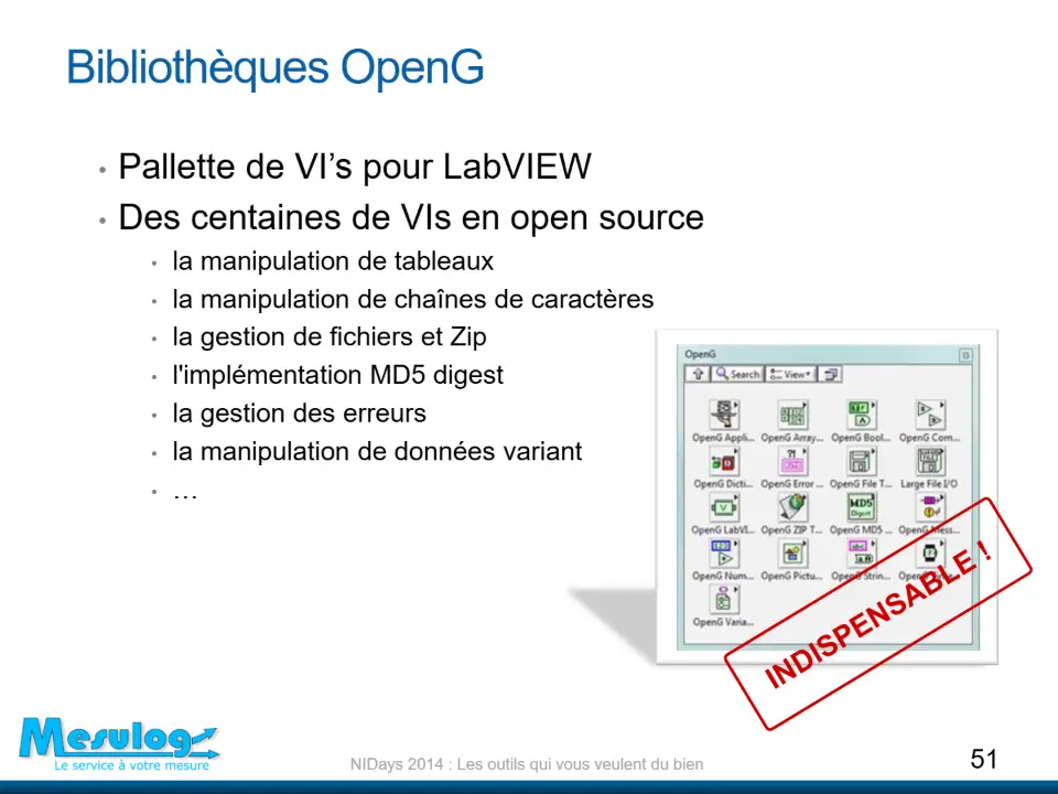 Bibliothèques OpenG – diapositive 51