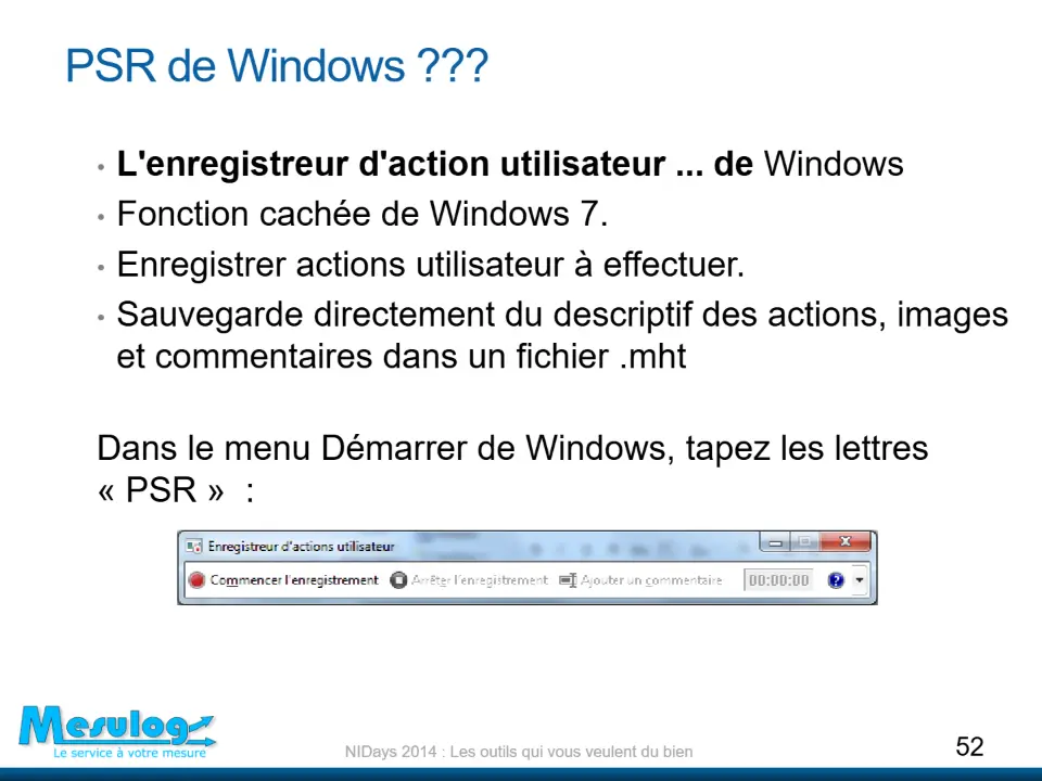 PSR de Windows ??? – diapositive 52