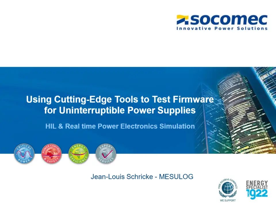 Using Cutting-Edge Tools to Test Firmware for Uninterruptible Power Supplies – diapositive 1