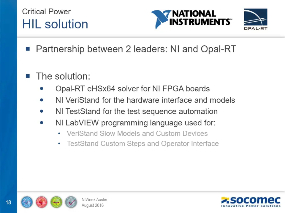  Partnership between 2 leaders: NI and Opal-RT – diapositive 18