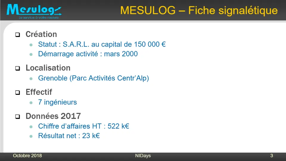 MESULOG – Fiche signalétique – diapositive 3