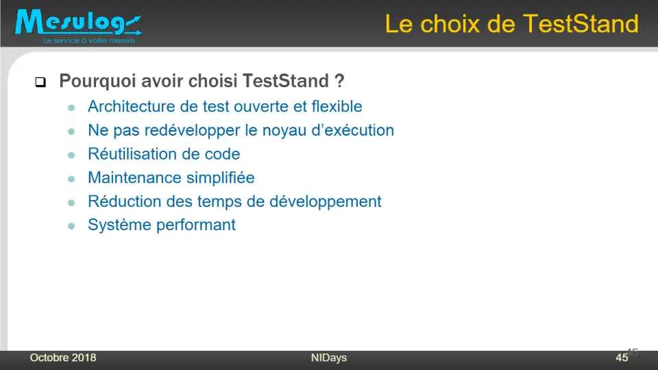 Le choix de TestStand – diapositive 44