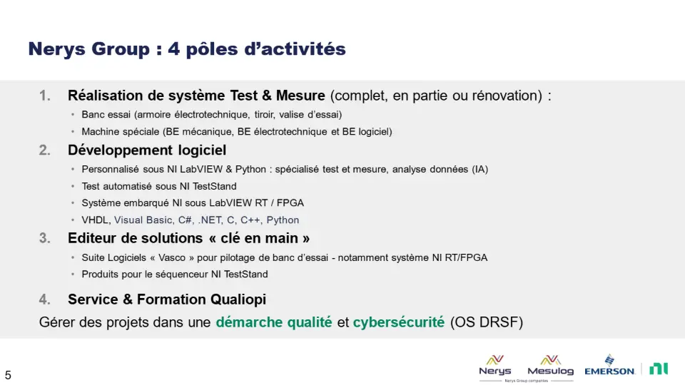 Nerys Group : 4 pôles d’activités – diapositive 5