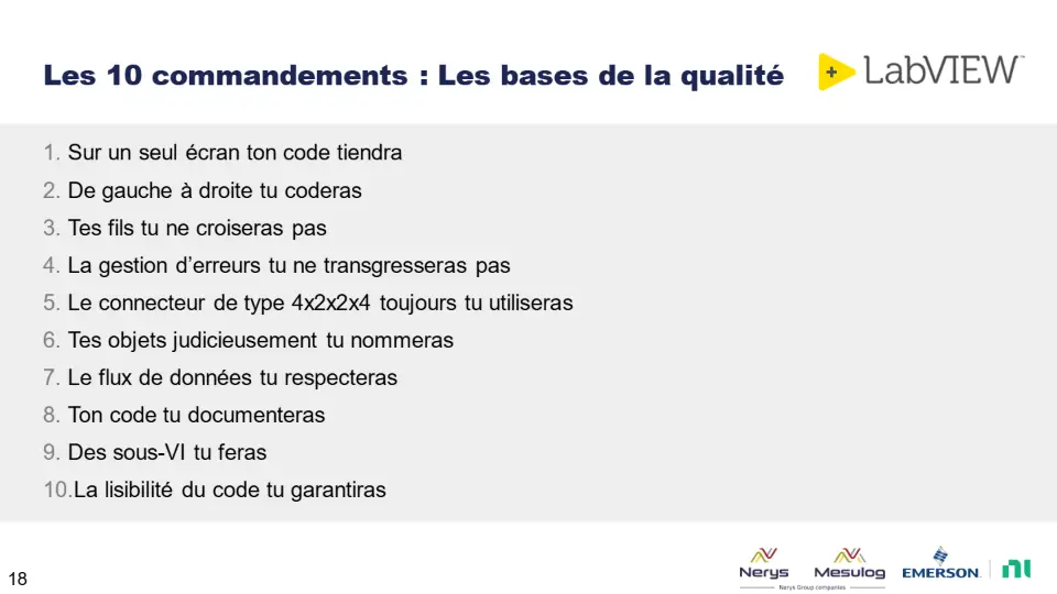 Les 10 commandements : Les bases de la qualité – diapositive 18