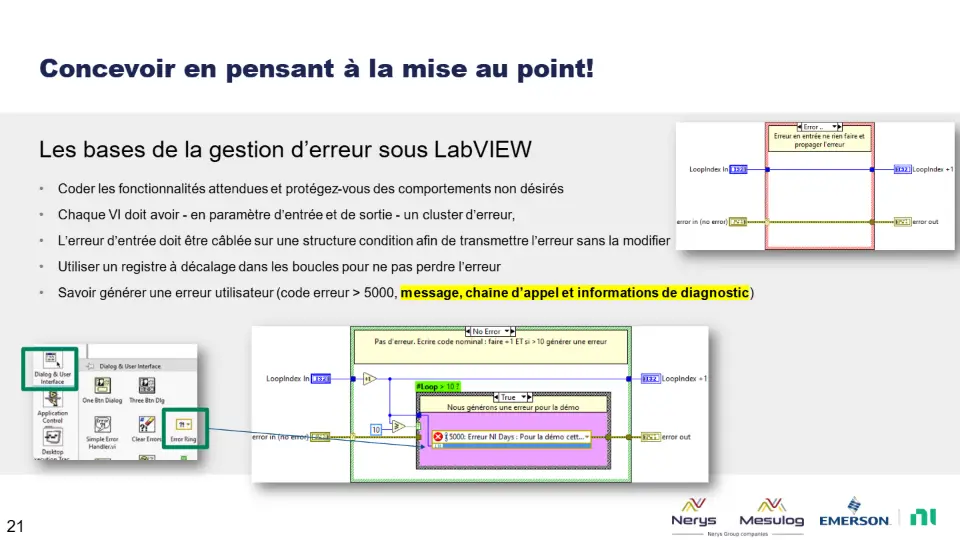 Concevoir en pensant à la mise au point! – diapositive 21
