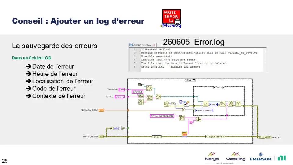 La sauvegarde des erreurs 260605_Error.log – diapositive 26