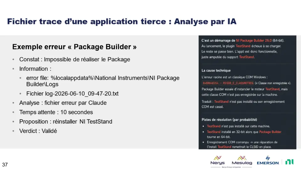 Fichier trace d’une application tierce : Analyse par IA – diapositive 37