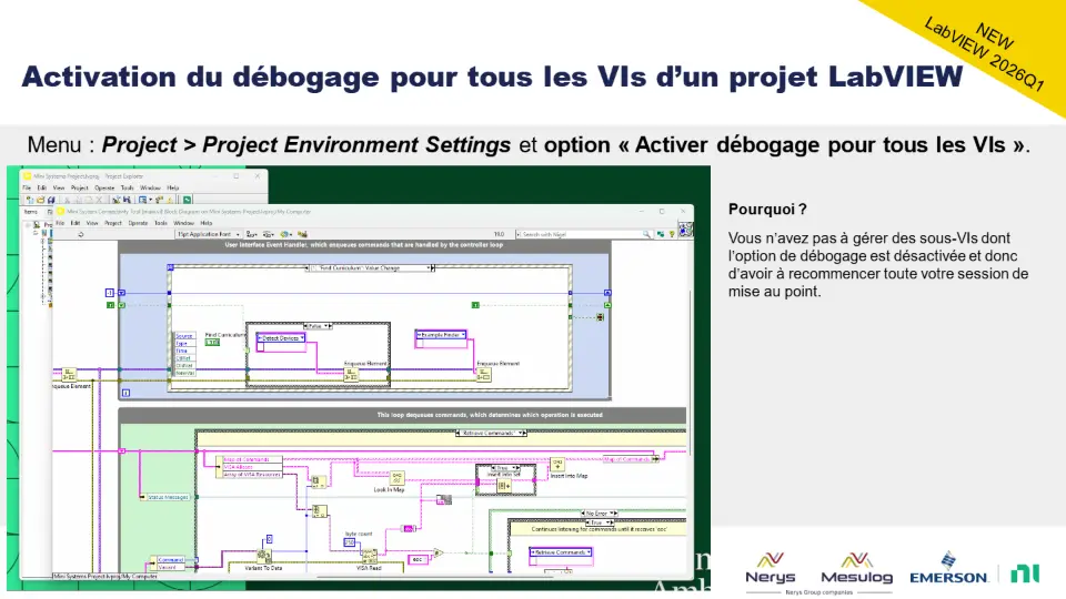 Activation du débogage pour tous les VIs d’un projet LabVIEW – diapositive 45