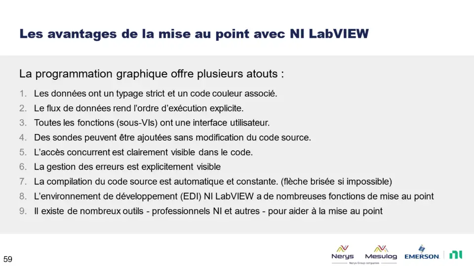 Les avantages de la mise au point avec NI LabVIEW – diapositive 59