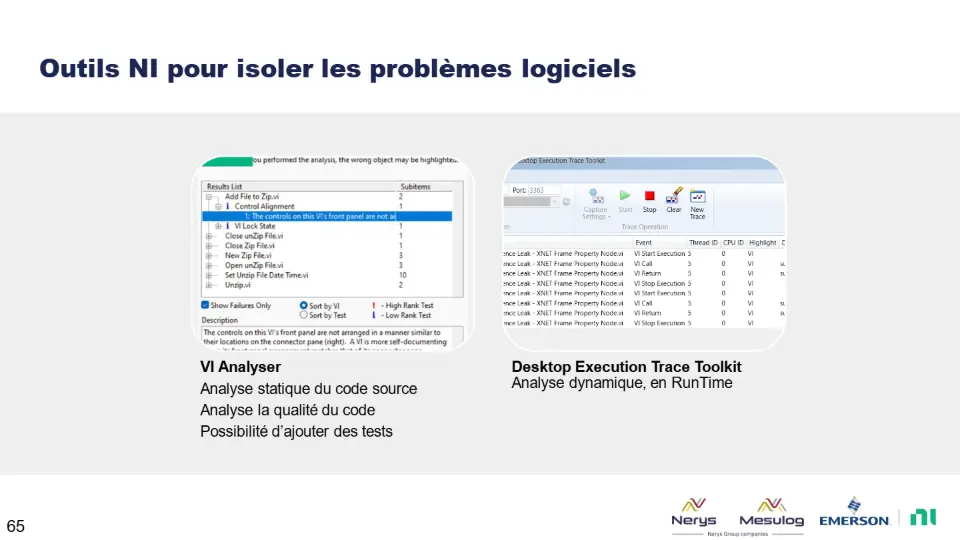 Outils NI pour isoler les problèmes logiciels – diapositive 65
