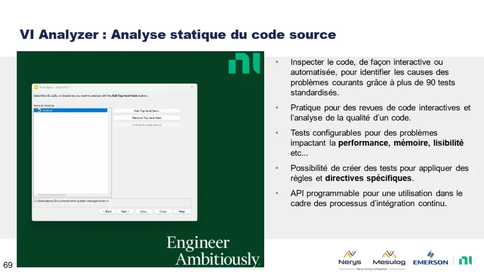 VI Analyzer : Analyse statique du code source – diapositive 69